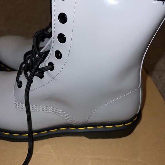 Dr. Doc Marten Zinc Gray Patent Lamper Leather Combat Boots 1460 10 - Picture 3 of 7